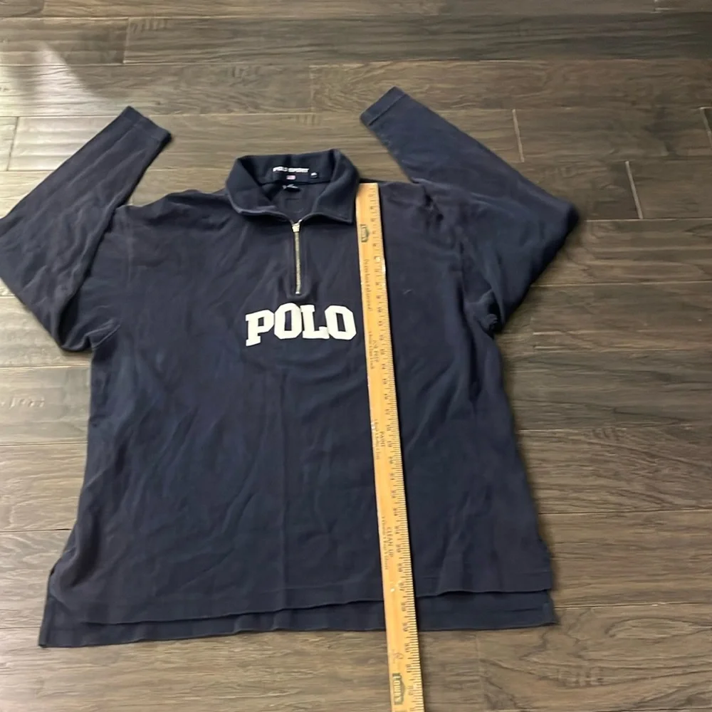 Polo Ralph Lauren Vintage 1/4 Zip Sweatshirt Spell Out blue Mens Size XL